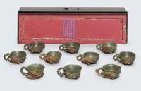 19TH CENTURY A SET OF TEN RARE SONGHUA STONE CUPS